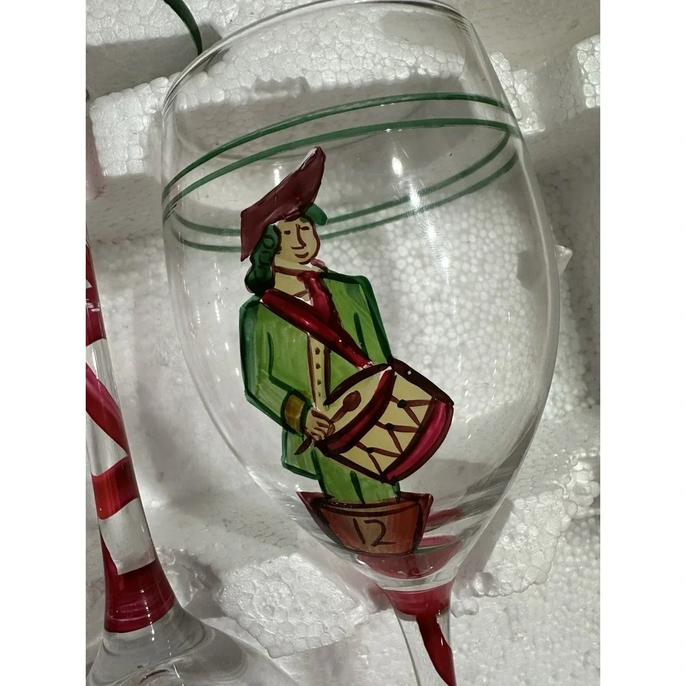 Festive Collection Twelve Days of Christmas Wine Glass Set 11 of 12 Vintage